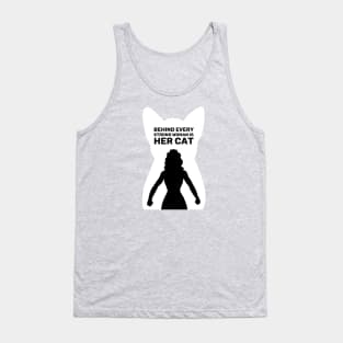 Behind Every Strong Woman is Her Cat | Emerald Green Tank Top